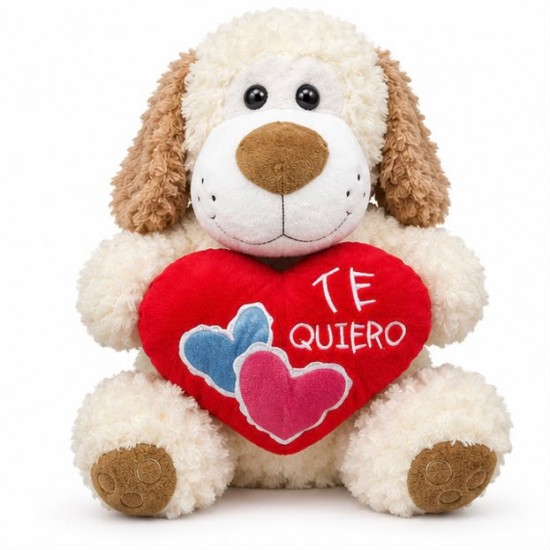  Cățeluș de pluș cu inimă „Te Quiero” – 30 cm