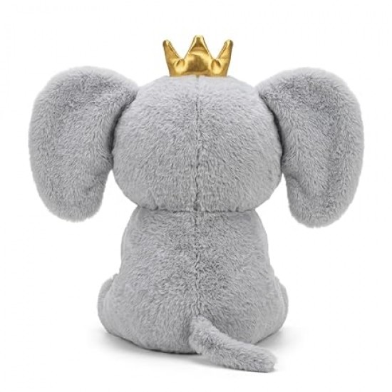 Elefănțel Regal din Pluș cu Coroană, Gri, 45 cm