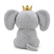 Elefănțel Regal din Pluș cu Coroană, Gri, 45 cm