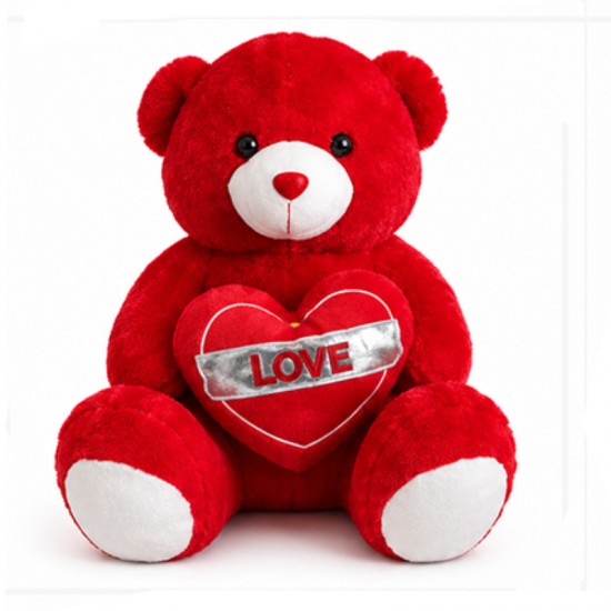 Ursuleț de Pluș Roșu cu Inimă „LOVE” – 65 cm